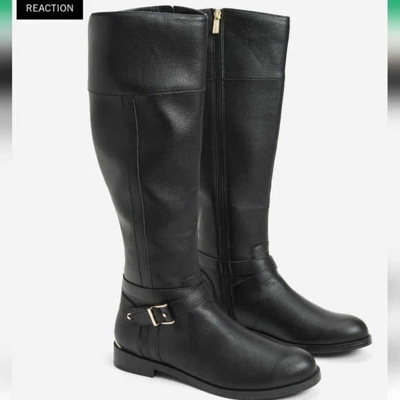 Kenneth Cole Black Faux Leather Wind Riding Boot 5 - Picture 1 of 8